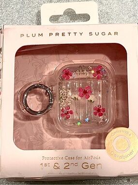 ☀️☀️2/$10 NIB Plum Pretty Sugar AirPods Protective Case 1 & 2 Gen | Clear Floral